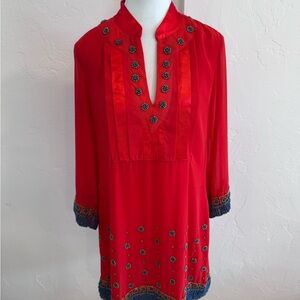Soft Surroundings Label Noir Beaded Tunic Dress Boho Embellished Resort Chic